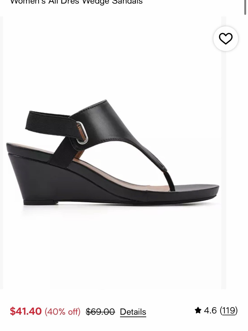 White Mountain Black Wedge Thong Sandals with Ankle Strap